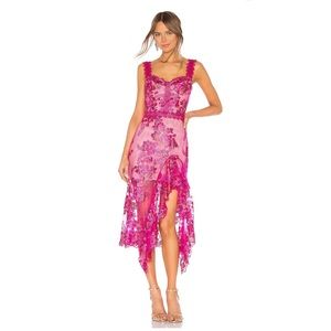 Bronx and Branco Eva MIDI Dress in Fuchsia, size Medium